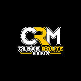 Clear Route Media logo with white and yellow letters on black background