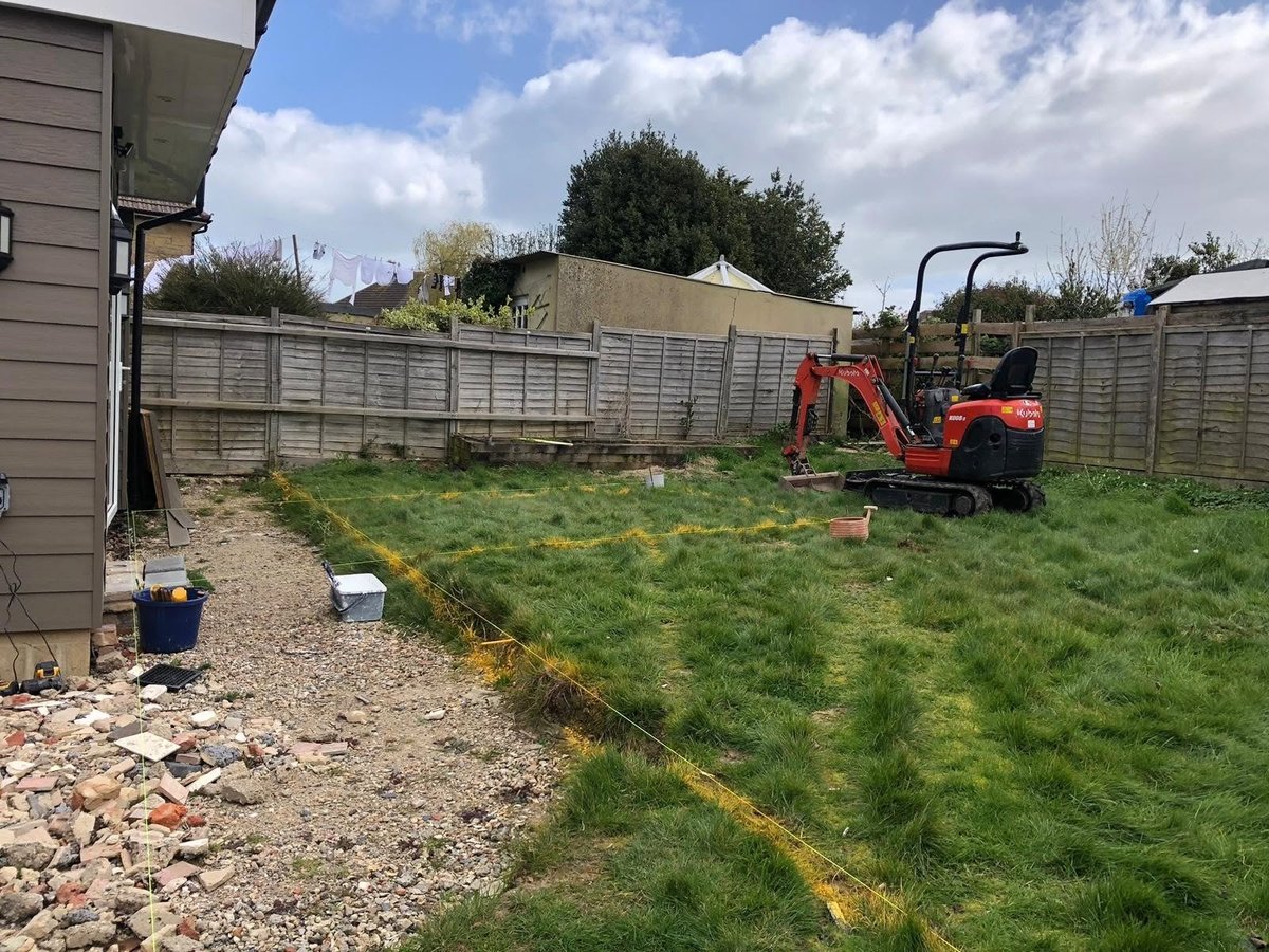In progress — groundwork and excavation with excavator